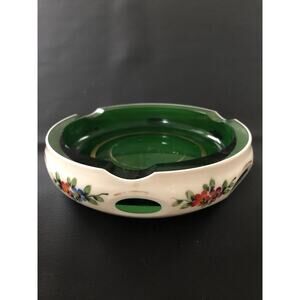 Vintage Bohemian Ashtray Porcelain Ceramic Hand Painted Czech Flower Floral